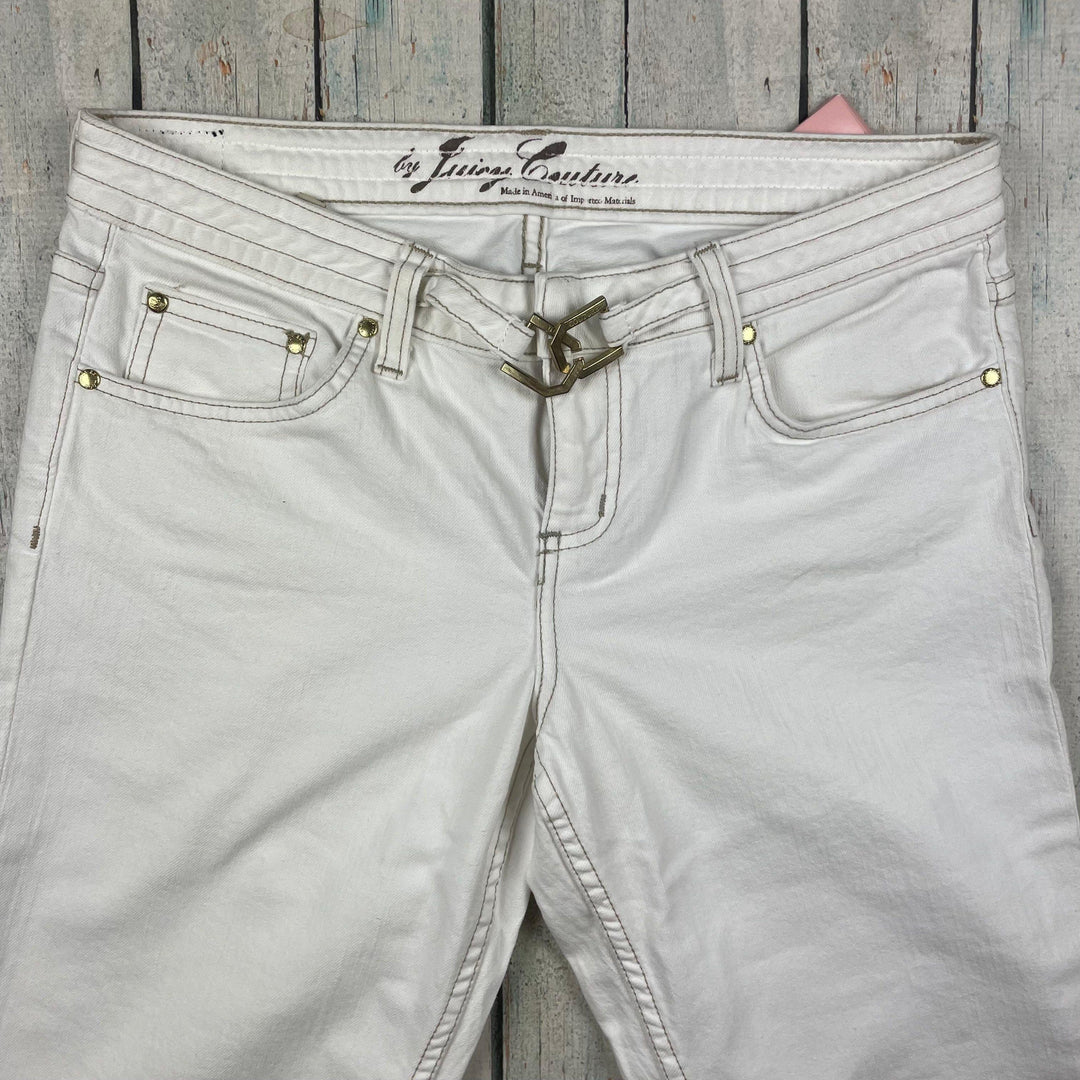 NWT -Juicy Couture 'Kate' Low Rise Slim Fit White Jeans -Size 30 - Jean Pool
