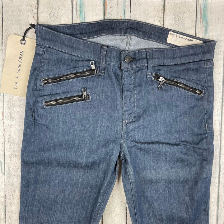 NWT Rag & Bone 'Alice' Crop Stretch Ankle Zip Jeans RRP $345.00 - Size 30 - Jean Pool