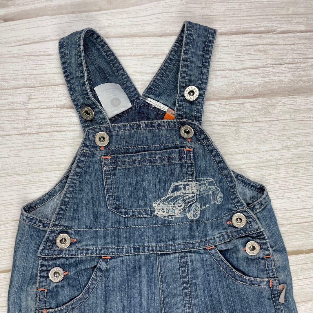 Pumpkin Patch Classic Bib & Brace Denim Logo Overalls - Size 3/6M - Jean Pool