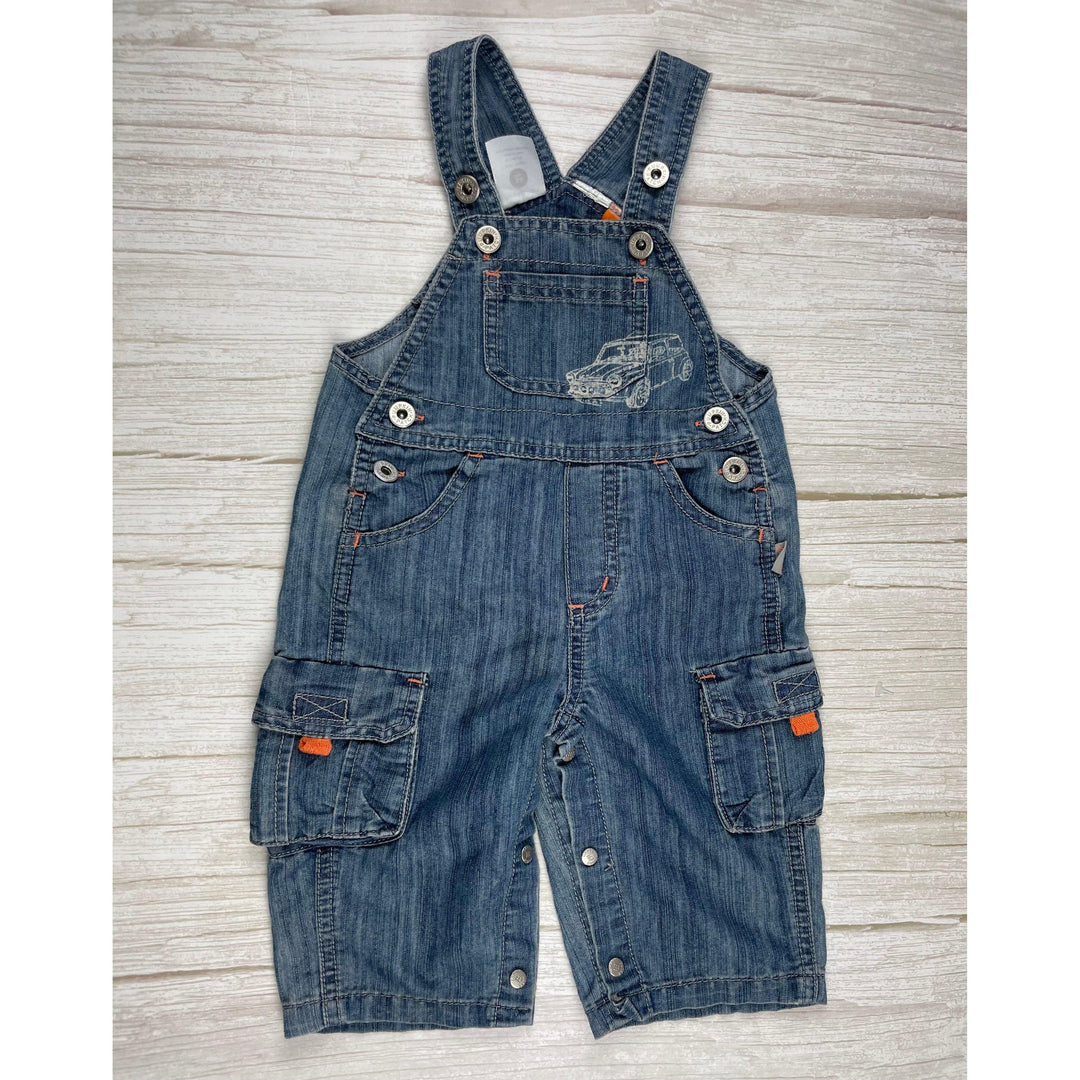 Pumpkin Patch Classic Bib & Brace Denim Logo Overalls - Size 3/6M - Jean Pool