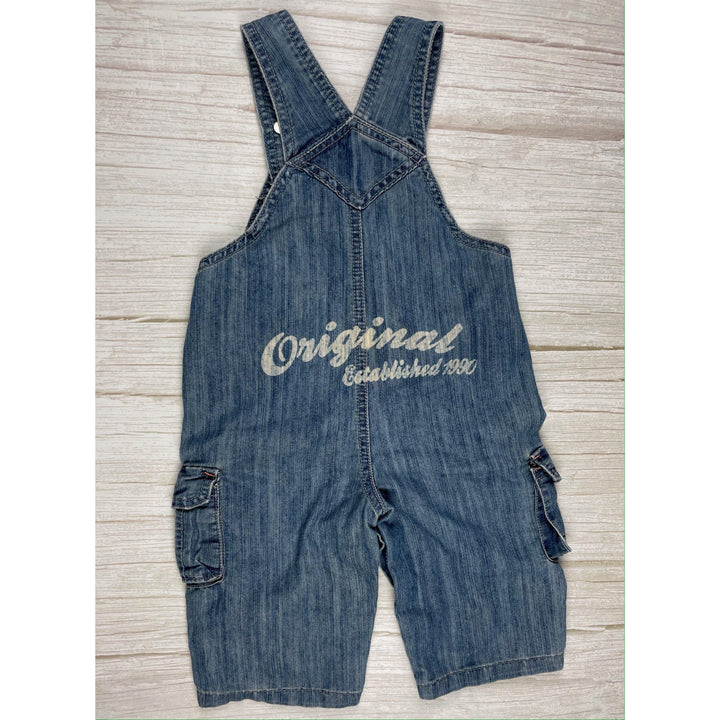 Pumpkin Patch Classic Bib & Brace Denim Logo Overalls - Size 3/6M - Jean Pool