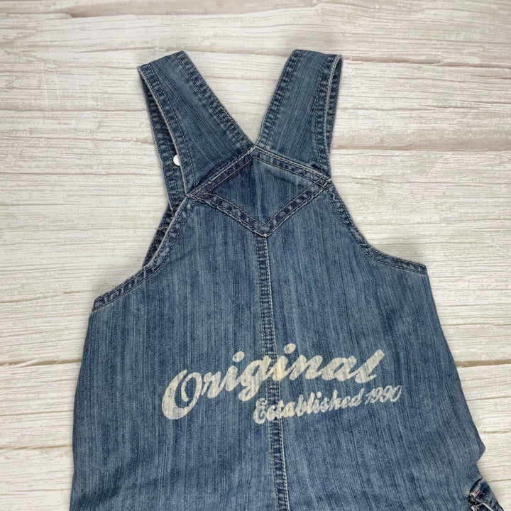 Pumpkin Patch Classic Bib & Brace Denim Logo Overalls - Size 3/6M - Jean Pool