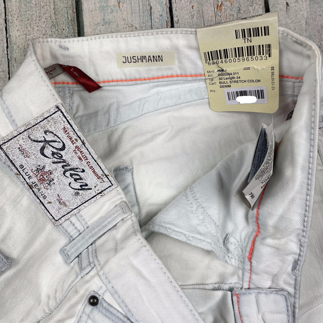 NWT - Replay Italy 'Jushmann' Bull Denim Straight Jeans RRP $329.00- Size 30 - Jean Pool