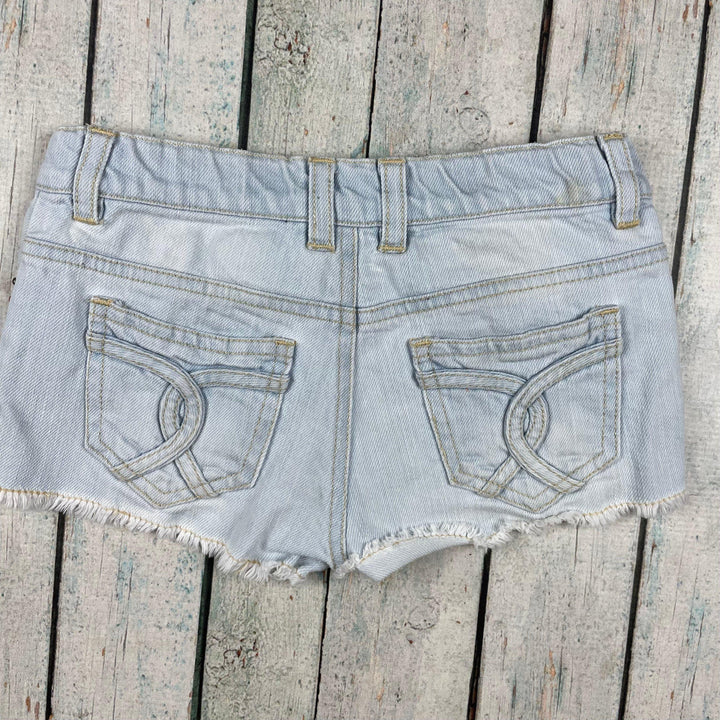 Girls Bardot Junior Sequinned Front Denim Shorts - Size 4 Years - Jean Pool