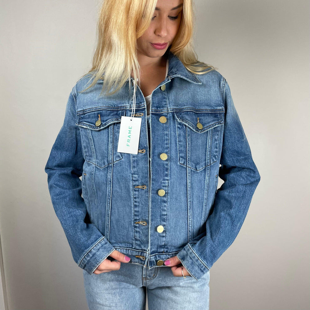 NWT - Frame 'Le Vintage' Stretch Denim Jacket $319 - Size M - Jean Pool