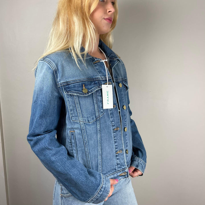 NWT - Frame 'Le Vintage' Stretch Denim Jacket $319 - Size M - Jean Pool