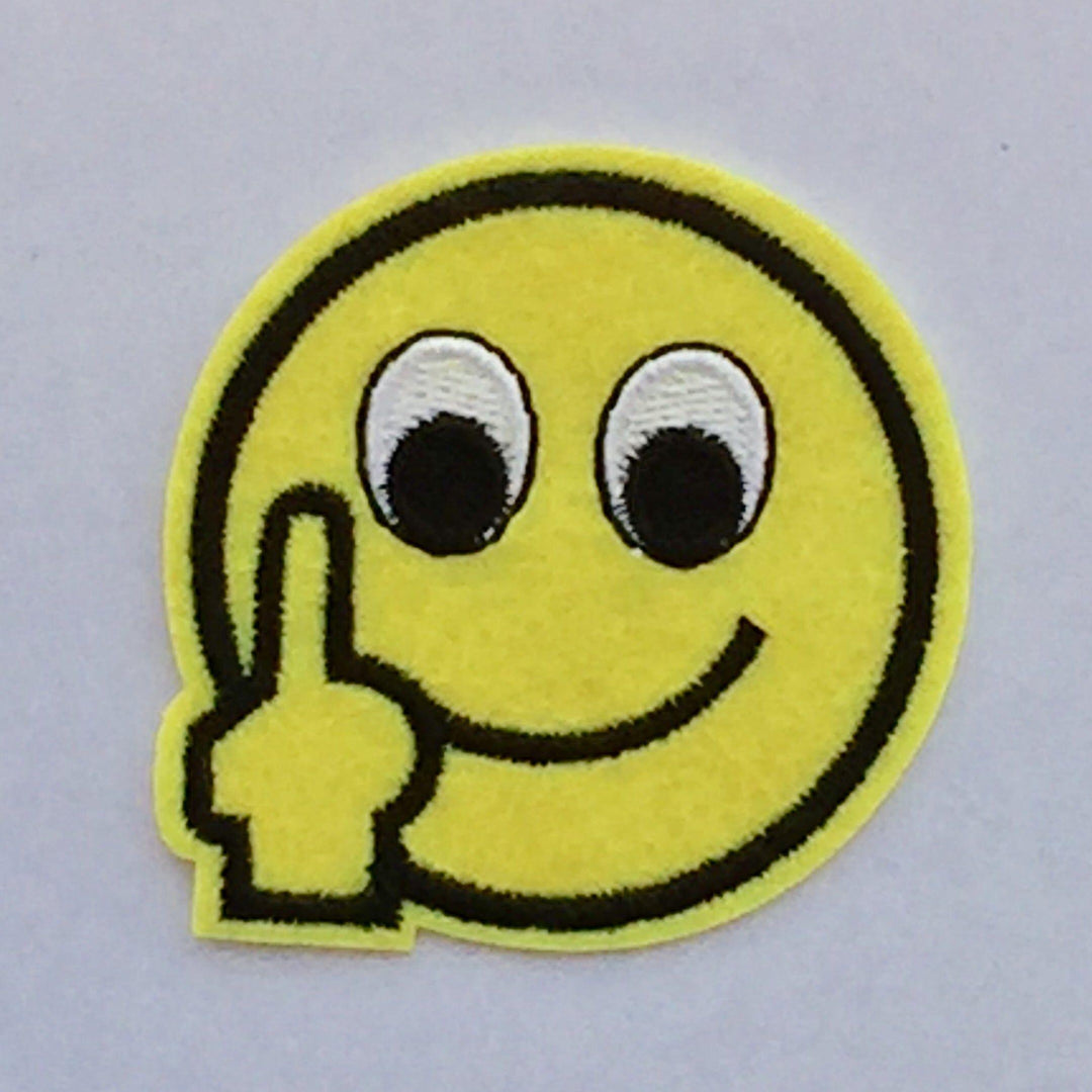 Up yours Emoticon- Embroidered Cloth Patch-Jean Pool