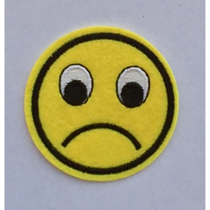 Sad Emoticon- Embroidered Cloth Patch-Jean Pool