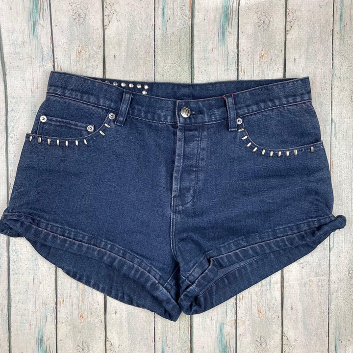 Ksubi 'Cee Cee' Navy Bipolar Studded Denim Shorts - Size 29 - Jean Pool