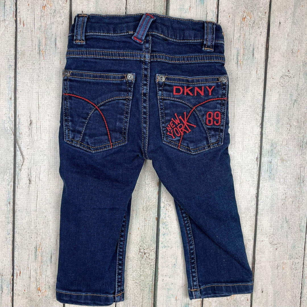 DKNY Logo Skinny Stretch Baby Jeans - Size 12M - Jean Pool