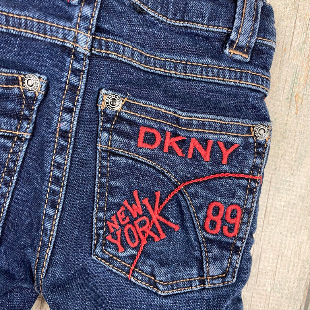 DKNY Logo Skinny Stretch Baby Jeans - Size 12M - Jean Pool