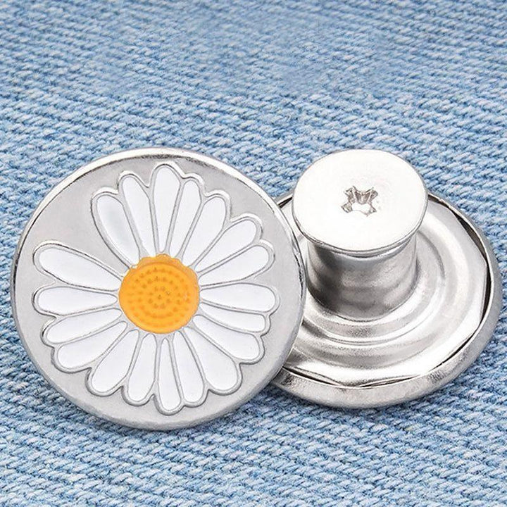 Jean Button Silver Flower Repair Kit - Mending is better than ending! - Jean Pool