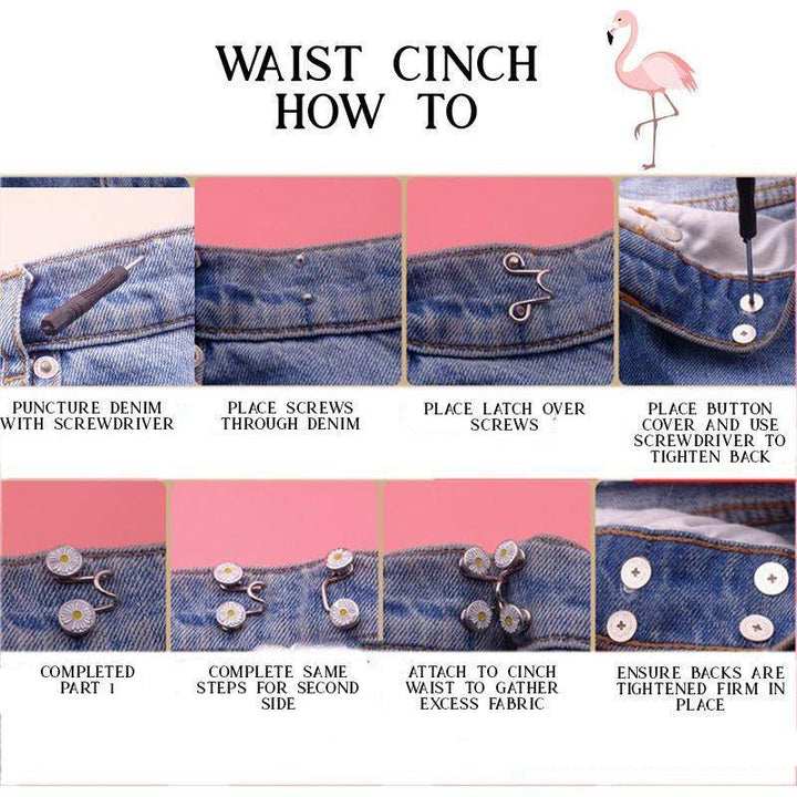 Waist Cinch Set Silver Daisy Design Repair Kit - Mending is better than ending! - Jean Pool