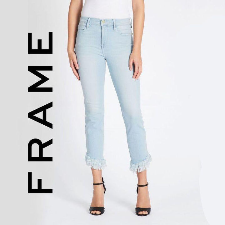 NWT- Frame Denim 'Le High Straight' Sydmoton Fray Hem Jeans RRP $425 -Size 26 - Jean Pool