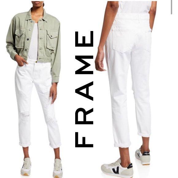 NWT- Frame Denim 'Le Garcon' White Boyfriend Jeans RRP $365 -Size 27 - Jean Pool