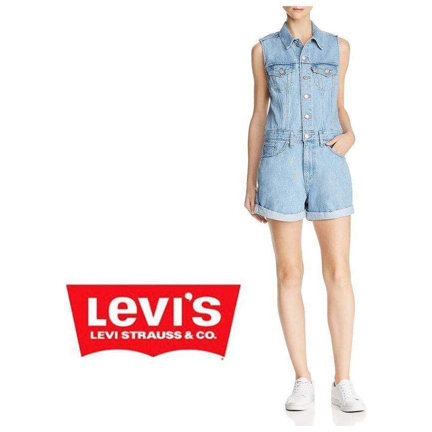 NWT- Levis Denim Short Romper Playsuit - Size M - Jean Pool