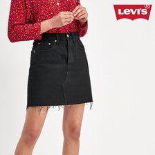 NWT - Levis High Rise Black Distressed Deconstructed Denim Skirt - Size 32 - Jean Pool