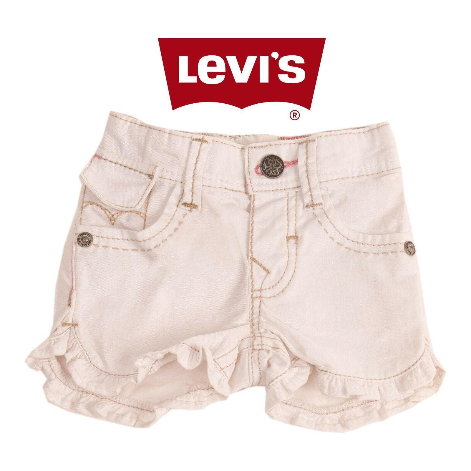 NWT Levis Baby Girl Frilled Hem Shorts Size 3M Jean Pool