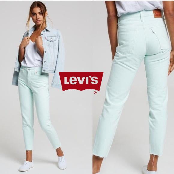NWT - Levis 'Wedgie Fit' Pastel Mint High Rise Tapered Jeans -Size 26 - Jean Pool