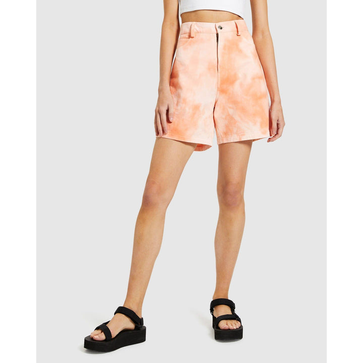 NWT -Stussy Malibu Peach Tie Dye Denim Shorts - Size 10 - Jean Pool