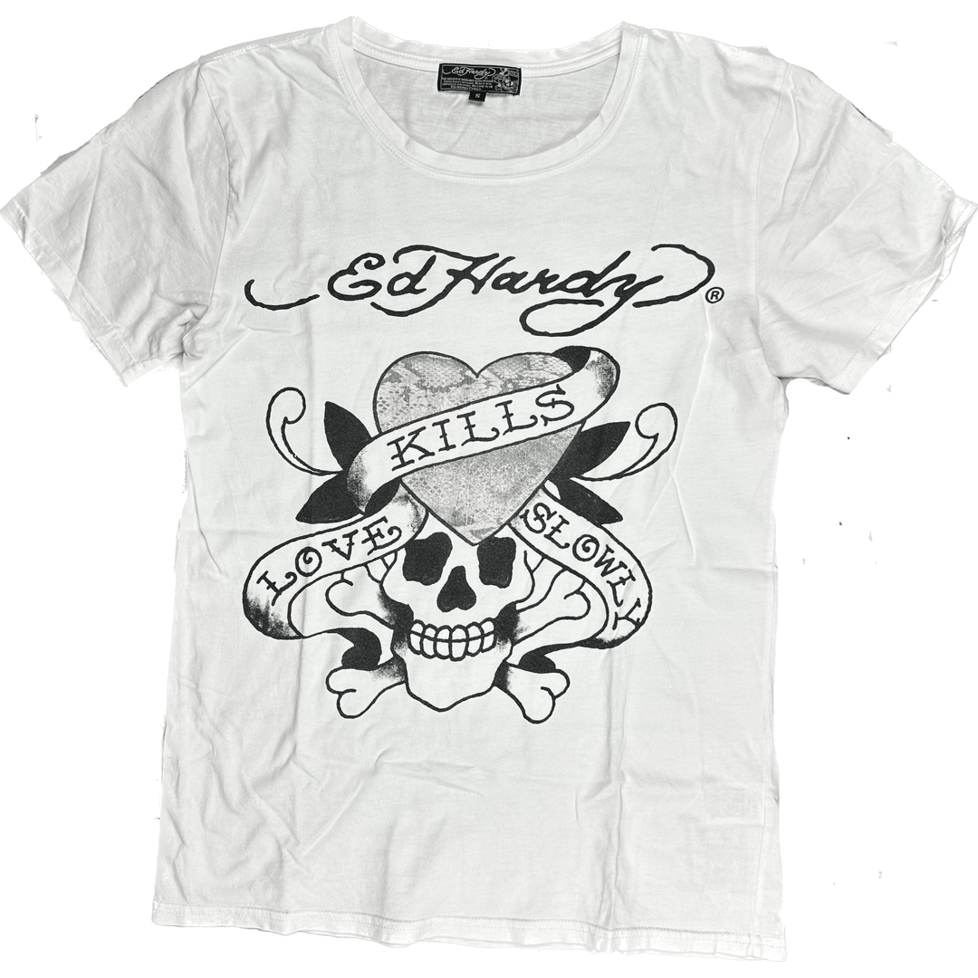 Ed Hardy Mens Love Kills Slowly Logo T-shirt - Size S - Jean Pool