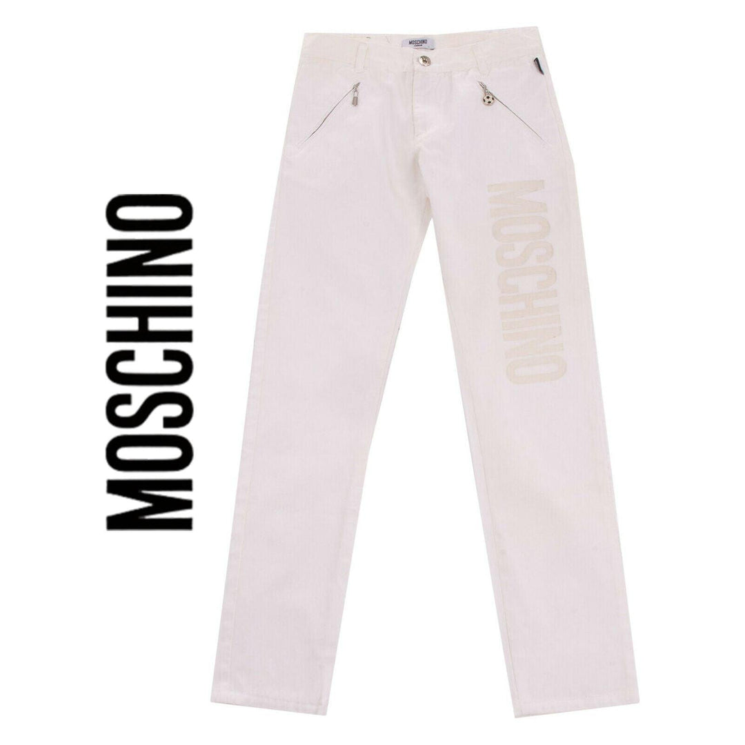 NEW- Moschino Kids White Slim Fit Logo Jeans- Size 11/12 - Jean Pool