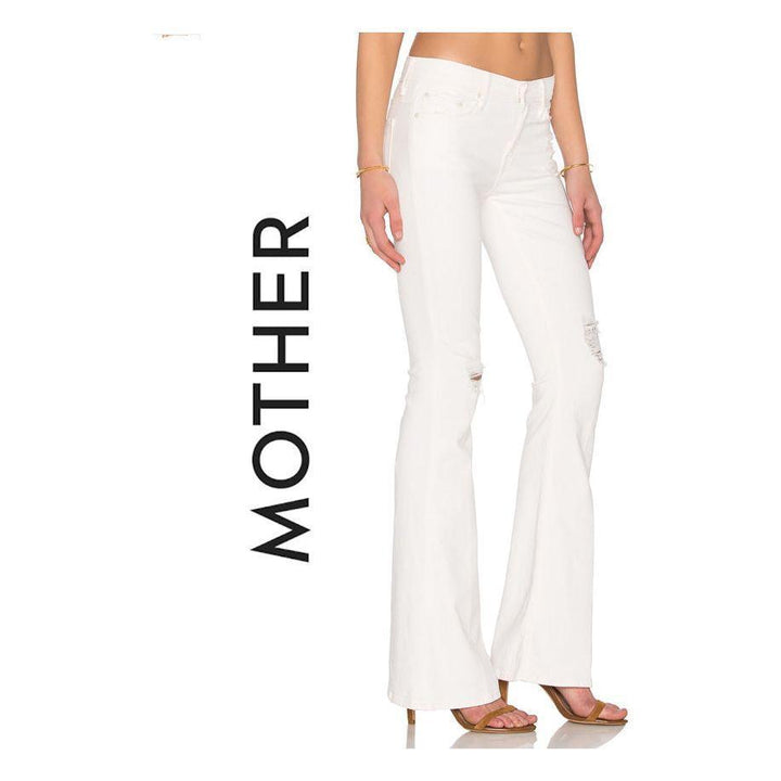 NWT - Mother 'The Cruiser' Tea & Biscuits Destroyed Flare Jeans RRP $465 - Size 31 - Jean Pool