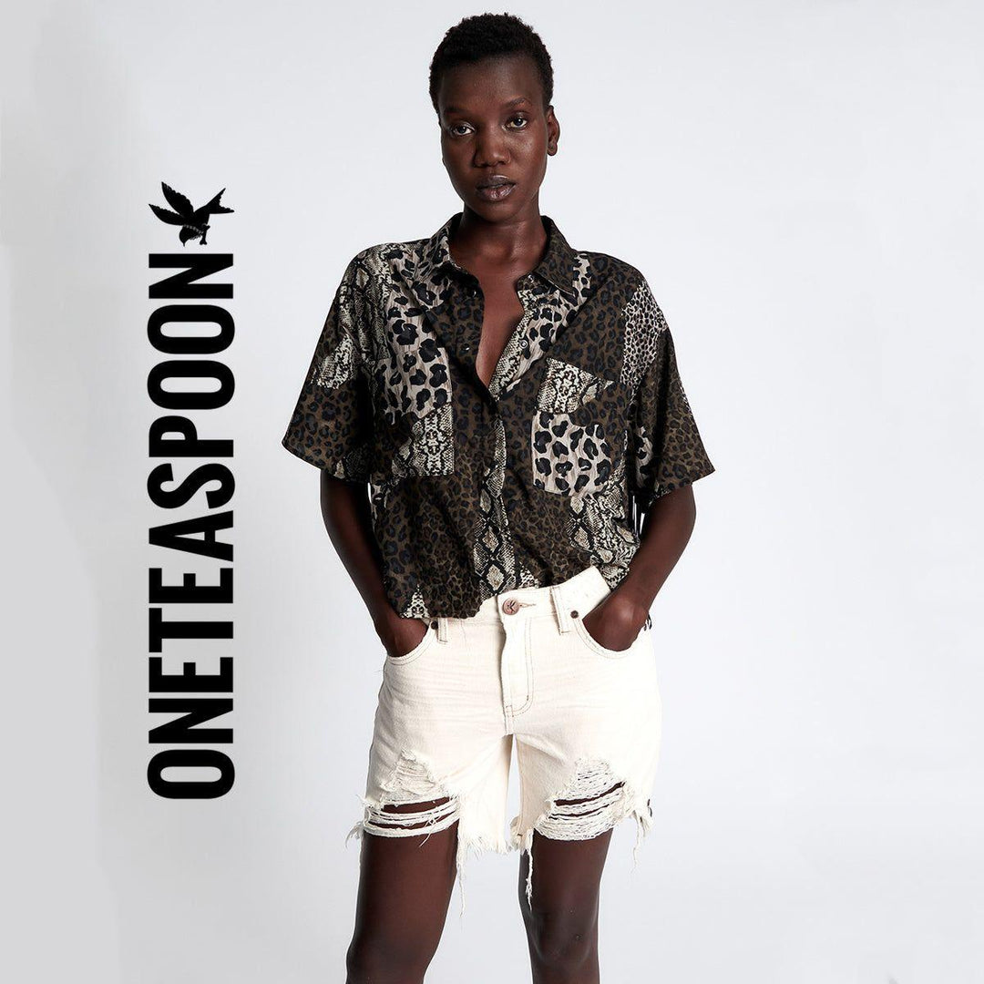 NWT - One Teaspoon 'Stevies' White Beauty Shorts - Size 26" - Jean Pool