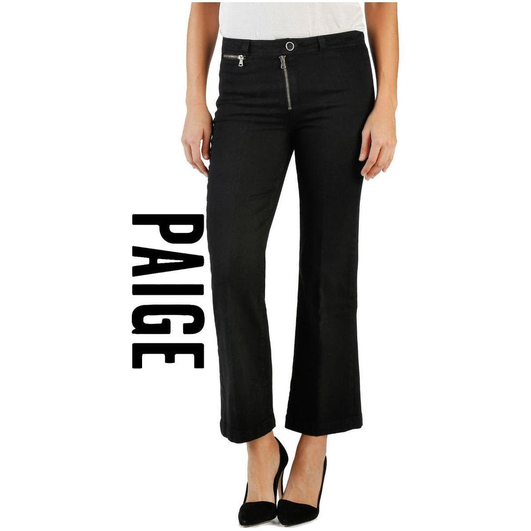 NWT -Paige Denim 'Milo Crop Flare' Black Stretch Jeans- Size 26 - Jean Pool