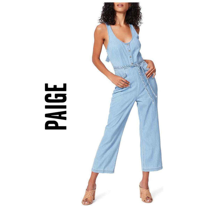 NWT- Paige 'Celia Jumpsuit' 70's Inspired Belted Jumpsuit- Size M - Jean Pool