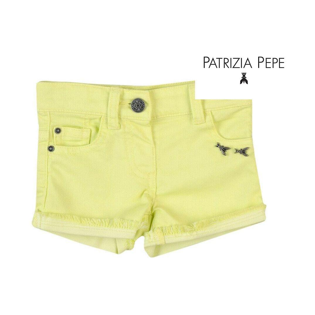NWT - Patrizia Pepe Firenze Logo Pocket Neon Denim Shorts- Size 6M - Jean Pool