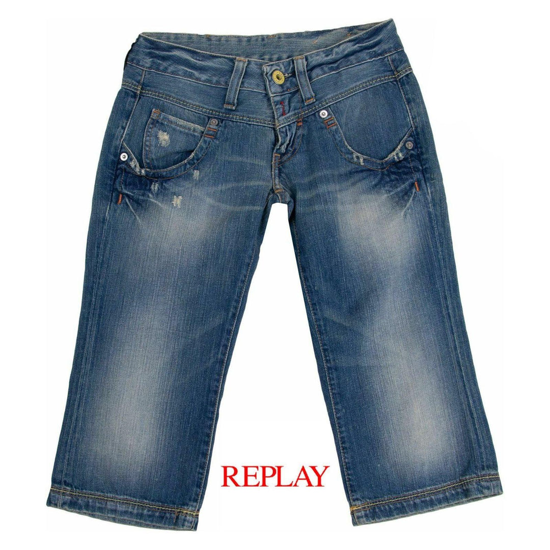 NEW - Replay Italy Ladies Distressed Cropped Capri Jeans - Size 26 - Jean Pool