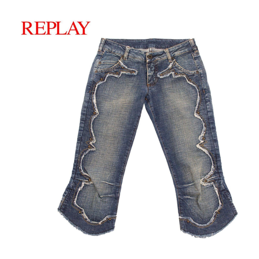 NEW - Replay & Sons Italy Western Style Distressed Cropped Capri Jeans - Size 12Y (38) - Jean Pool