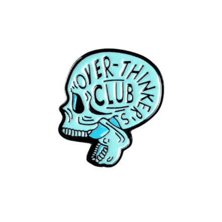 'Over Thinkers Club' Skull Shaped - Enamel Pin - Jean Pool