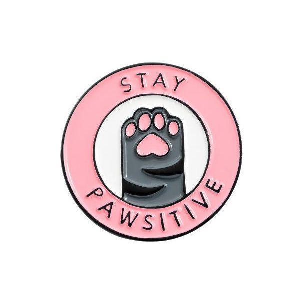 'Stay Pawsitive' Cat Paw - Enamel Pin - Jean Pool