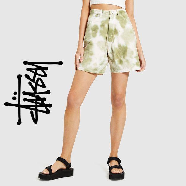 NWT -Stussy Malibu Green Tie Dye Denim Shorts - Size 10 - Jean Pool