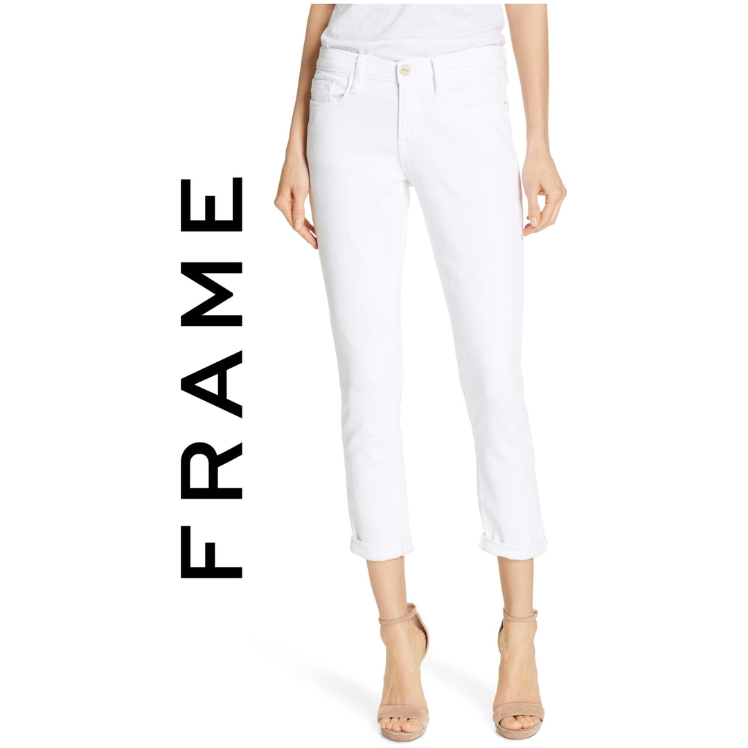 NEW- Frame Denim 'Le Garcon' White Boyfriend Jeans RRP $365 -Size 30 - Jean Pool