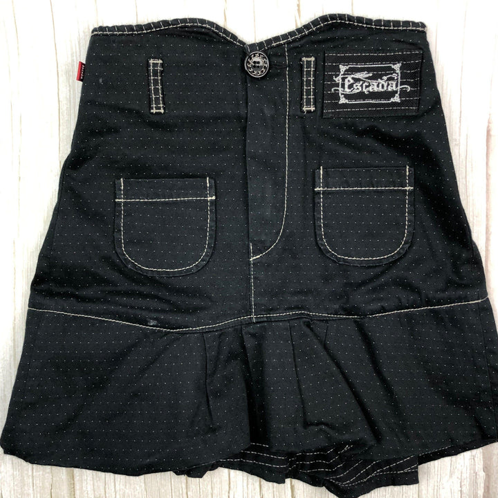 Escada Girls Pleated Black Denim Skirt - Size 6/7-Jean Pool