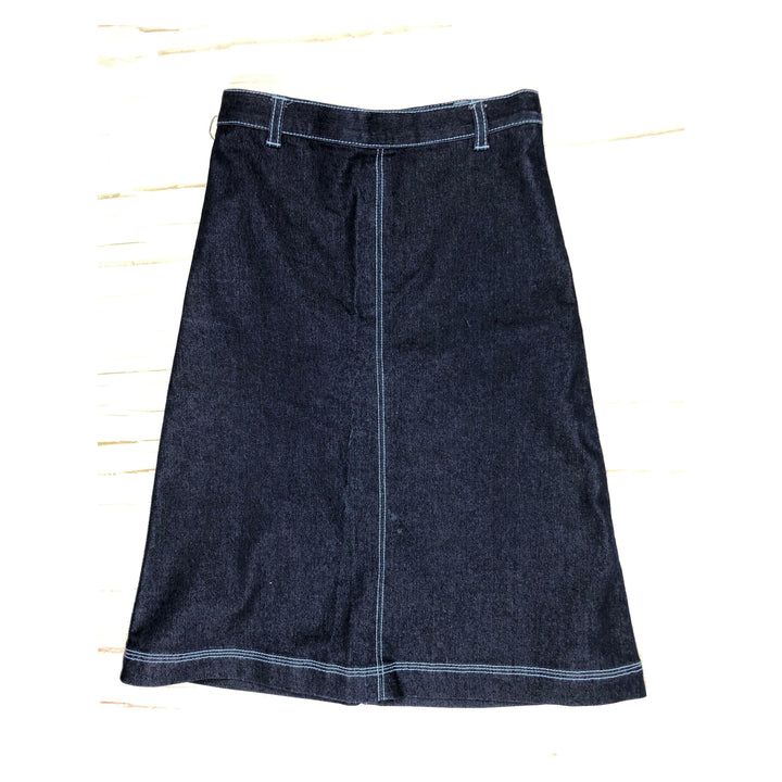 90's Vintage Girls Denim A line Stretch Skirt - Size 6-Jean Pool