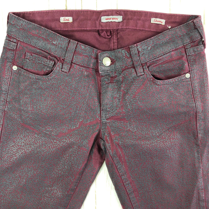 Miss Sixty 'Soul' Low Rise Skinny Coated Burgundy Jeans -Size 26-Jean Pool