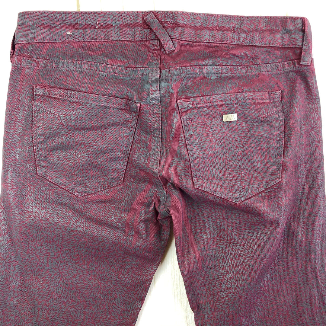 Miss Sixty 'Soul' Low Rise Skinny Coated Burgundy Jeans -Size 26-Jean Pool