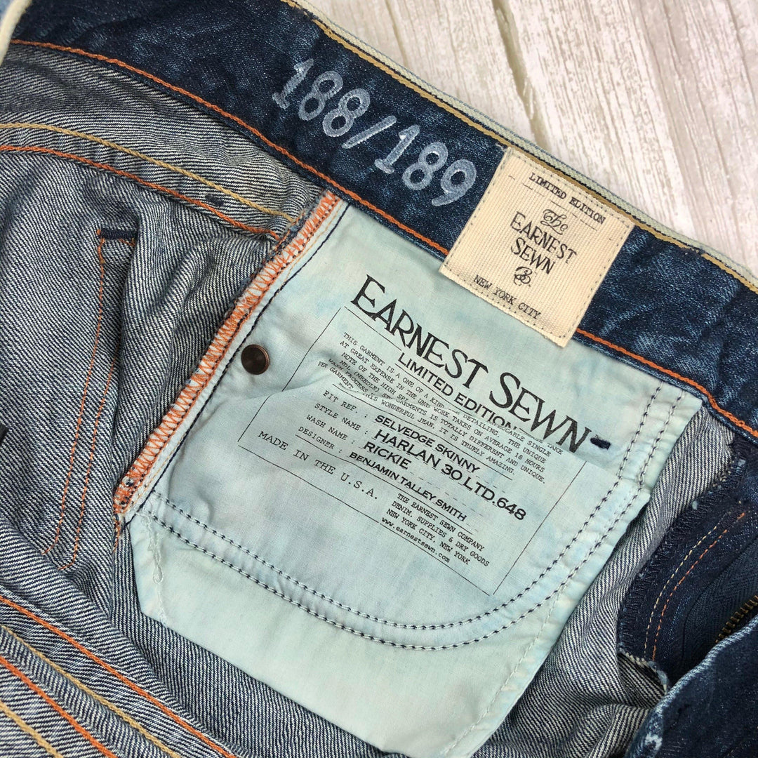 NWT- Earnest Sewn "Harlan" Rickie Limited Edition Selvedge Skinny Jeans - Size 26-Jean Pool