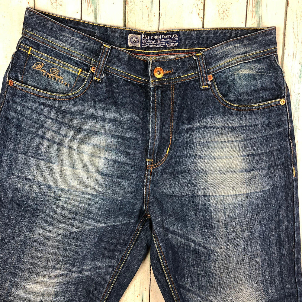 Bare Denim 'BD909' Mens Mid Waist Straight Fit Jeans - Size 34-Jean Pool