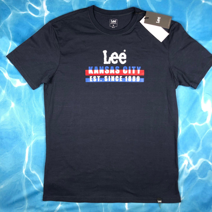 NEW - Classic Lee Jeans Crew Neck Navy Logo T Shirt - Size XL - Jean Pool