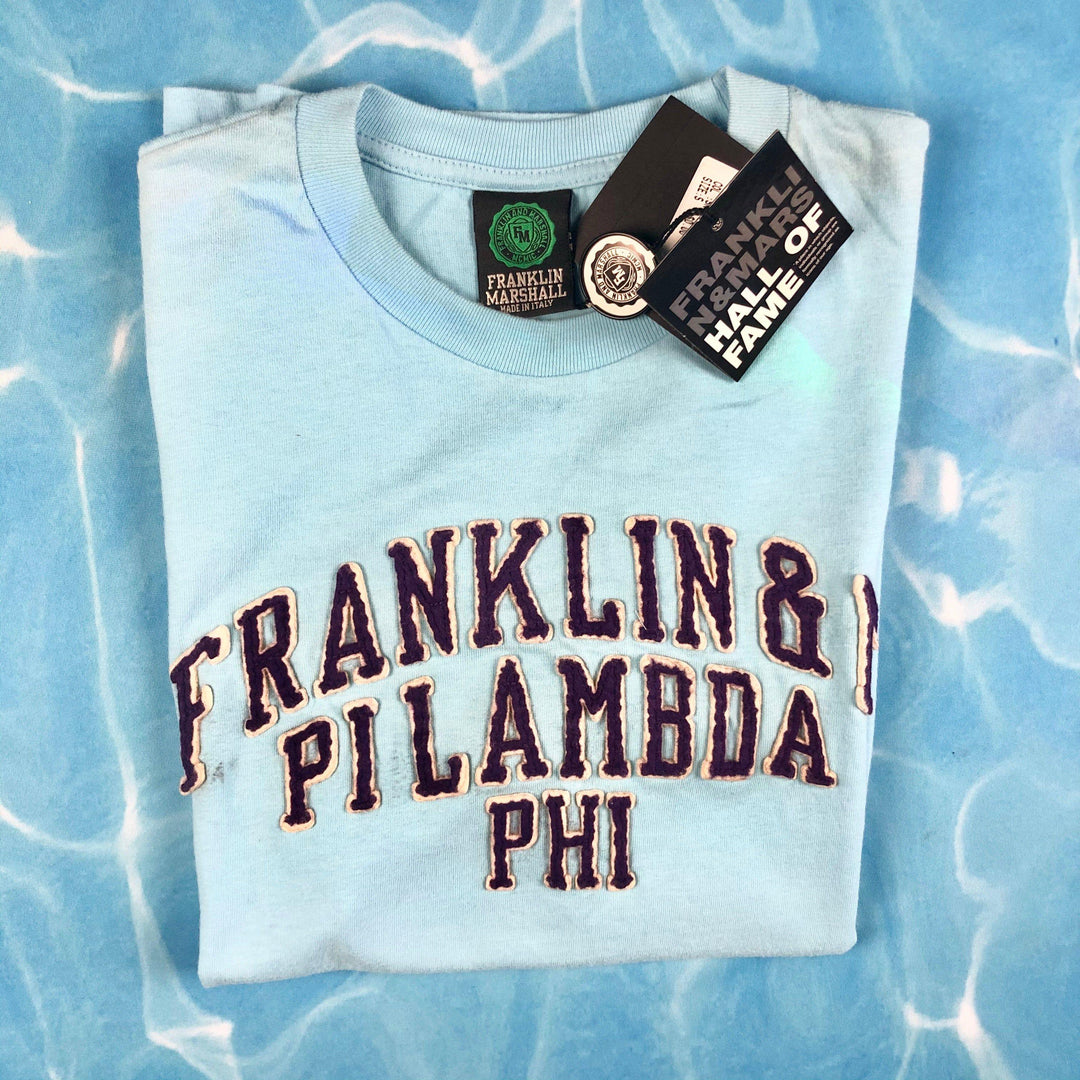 NEW - Franklin & Marshall Crew Neck Blue Logo T Shirt - Size S - Jean Pool