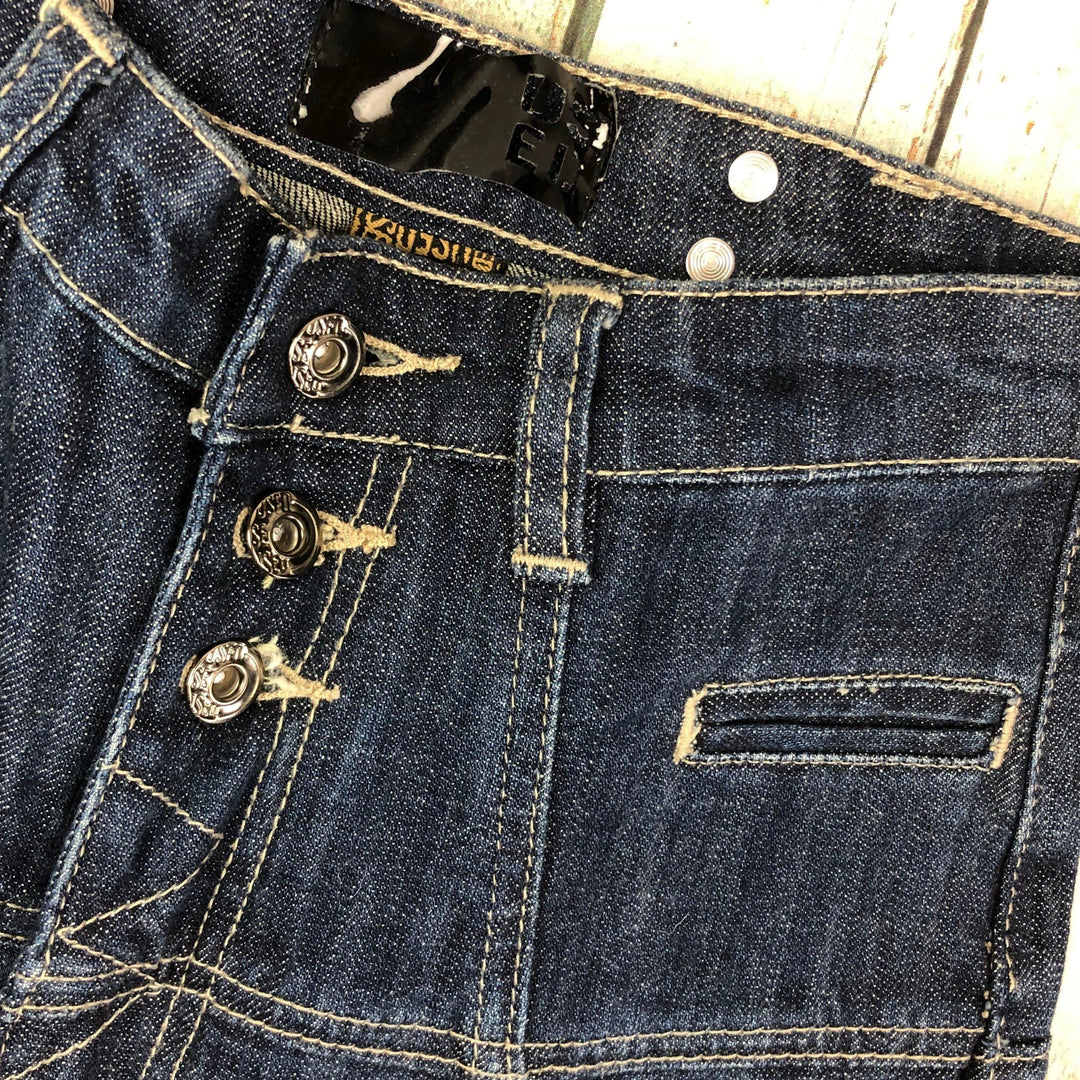 USED Super High Waist Exposed Button Jeans Size- 8-Jean Pool