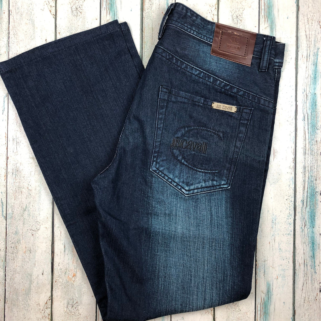 Just Cavalli Italian Dark Wash Distressed Jeans - Size 33-Jean Pool