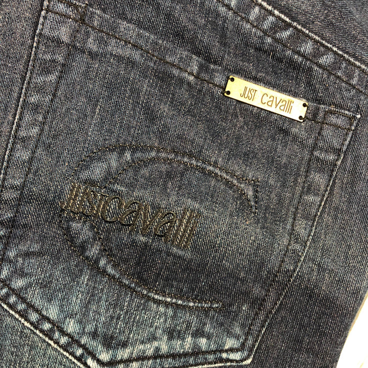 Just Cavalli Italian Dark Wash Distressed Jeans - Size 33-Jean Pool