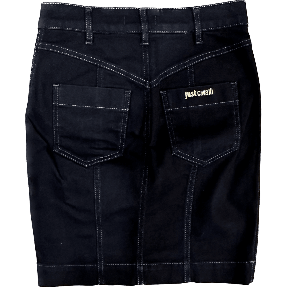 NWT - Just Cavalli Black Rhinestone Denim Skirt - Size 26 - Jean Pool