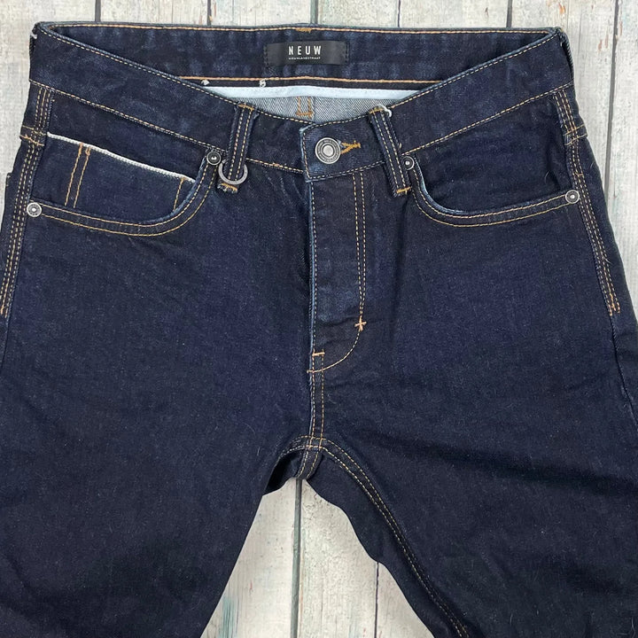 Mens NEUW 'IGGY Skinny' Stretch Selvedge Jeans - Size 28/32 - Jean Pool